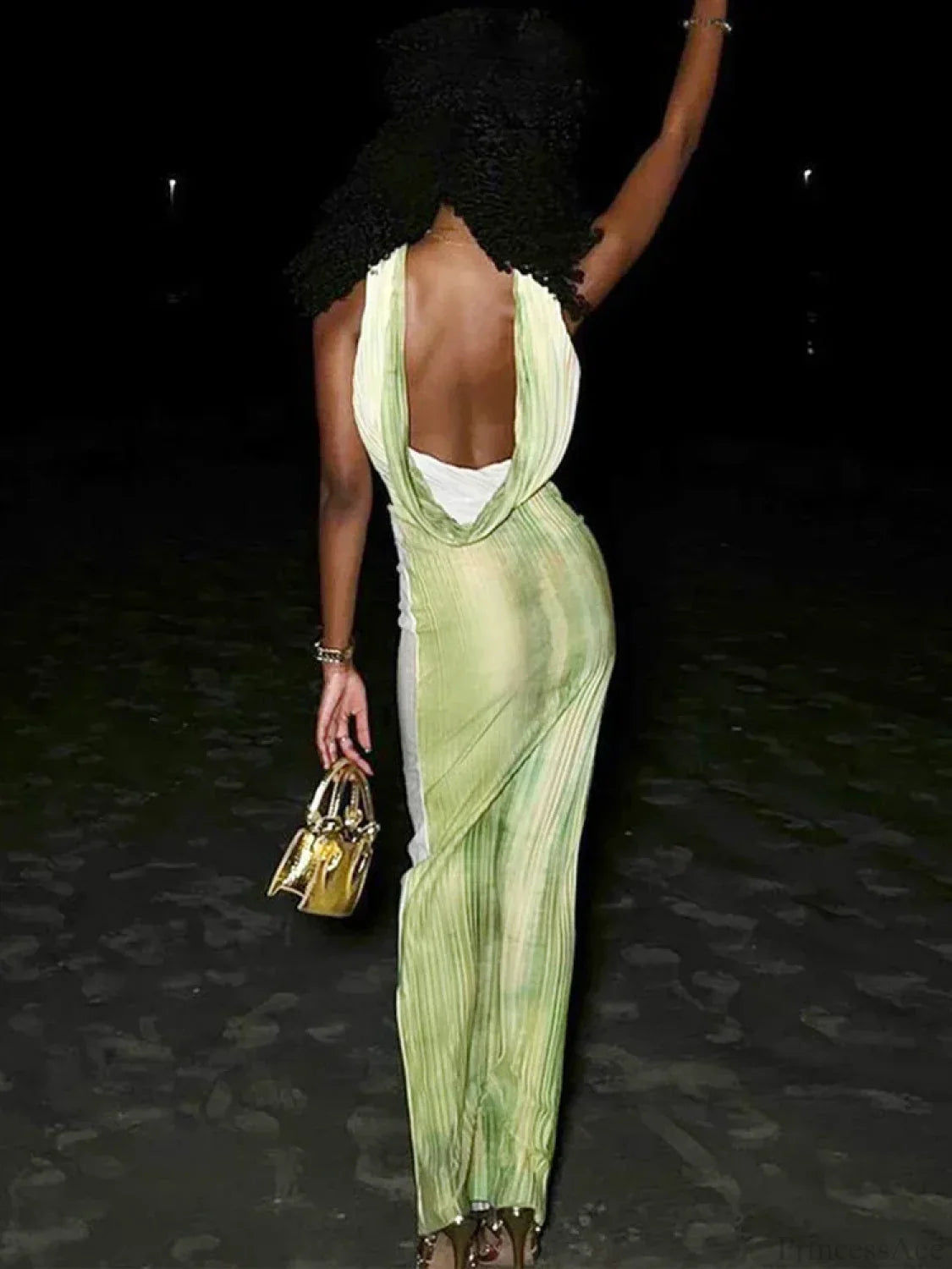 Print Deep V Neck Maxi Vacation Dress