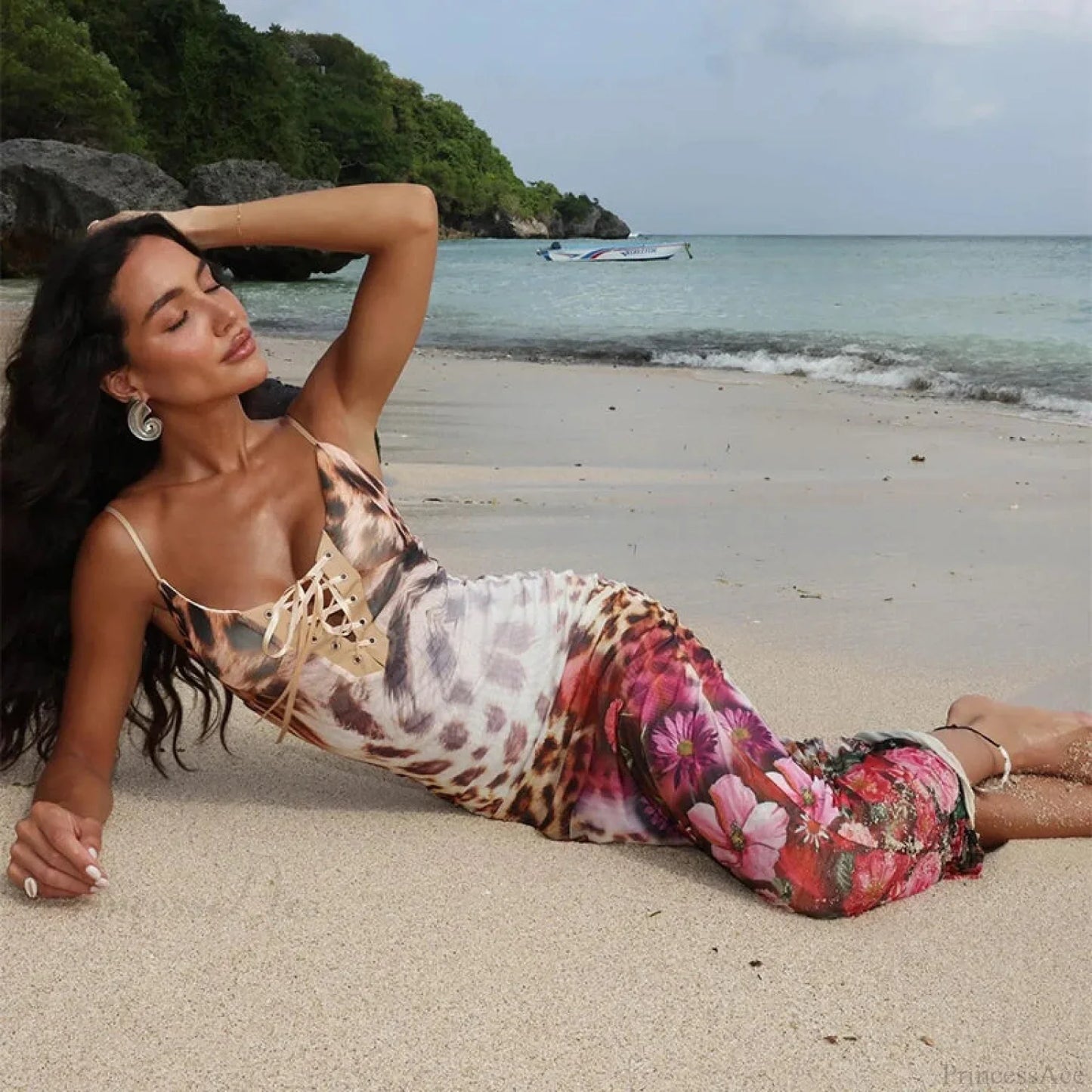 Print Elegant Maxi Vacation Dress