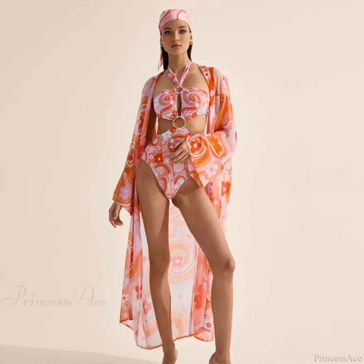 Pareo estampado para traje de baño de una pieza