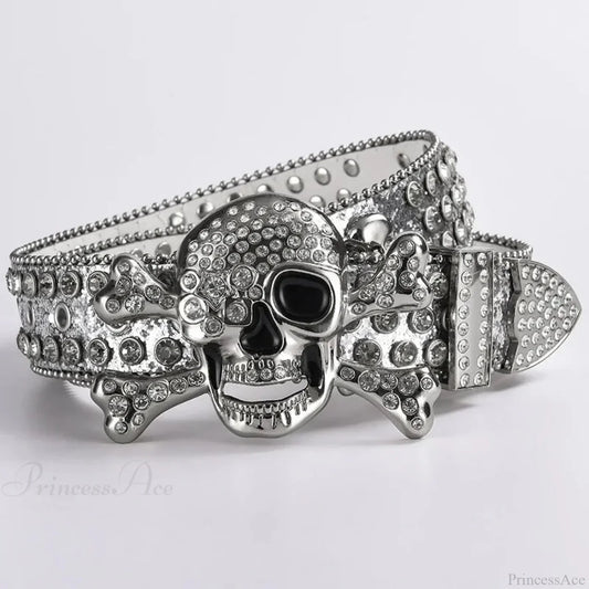 Rebellious Dark Skull Diamond Rhinestone Belt