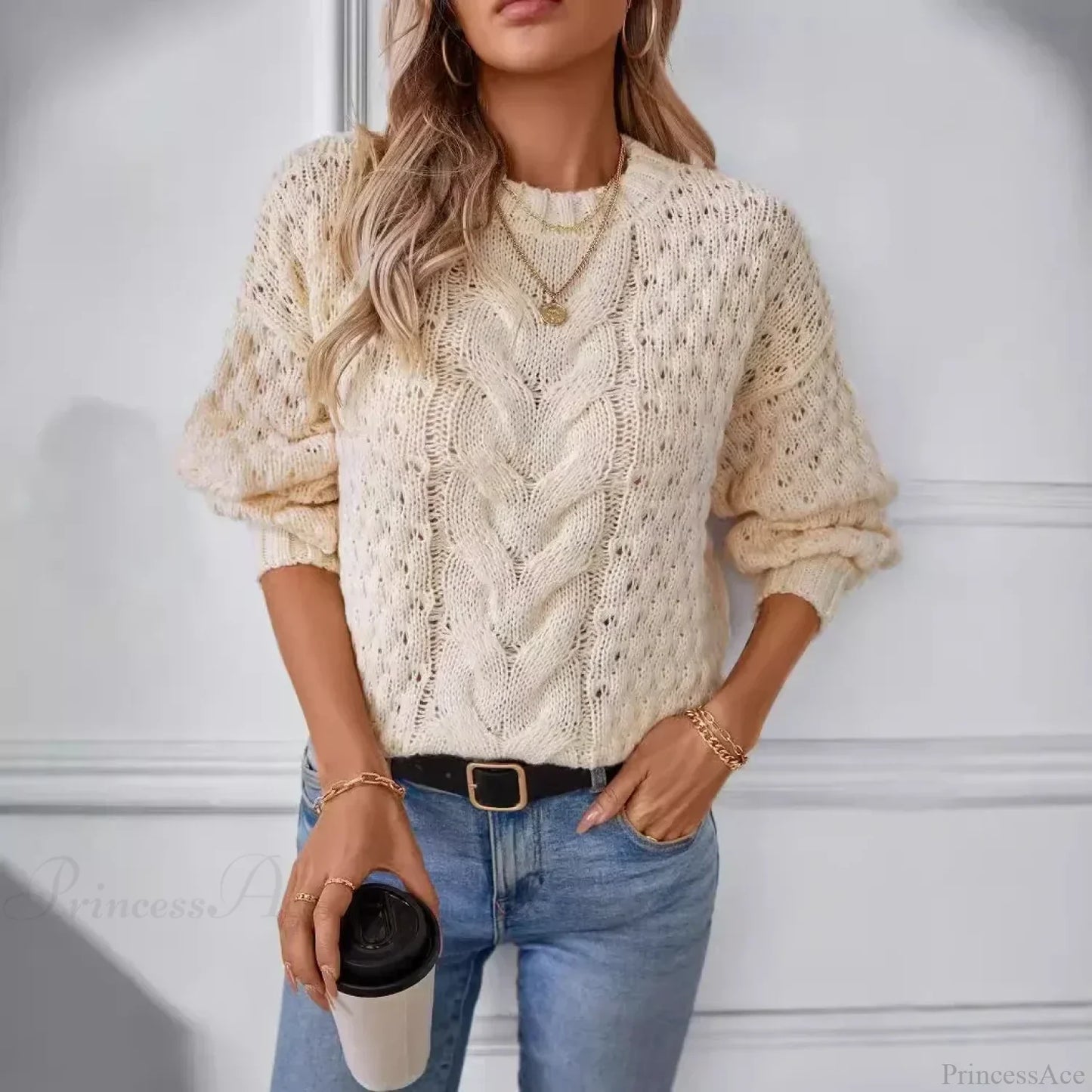 Round Neck Hollow Out Sweater