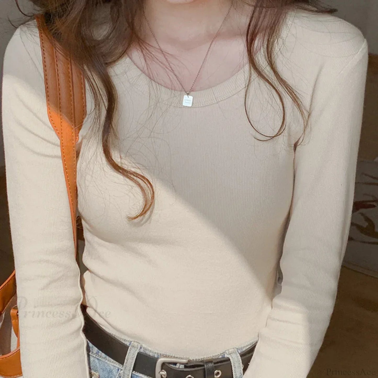 Screw Thread Cotton T-shirt Slim Sweater