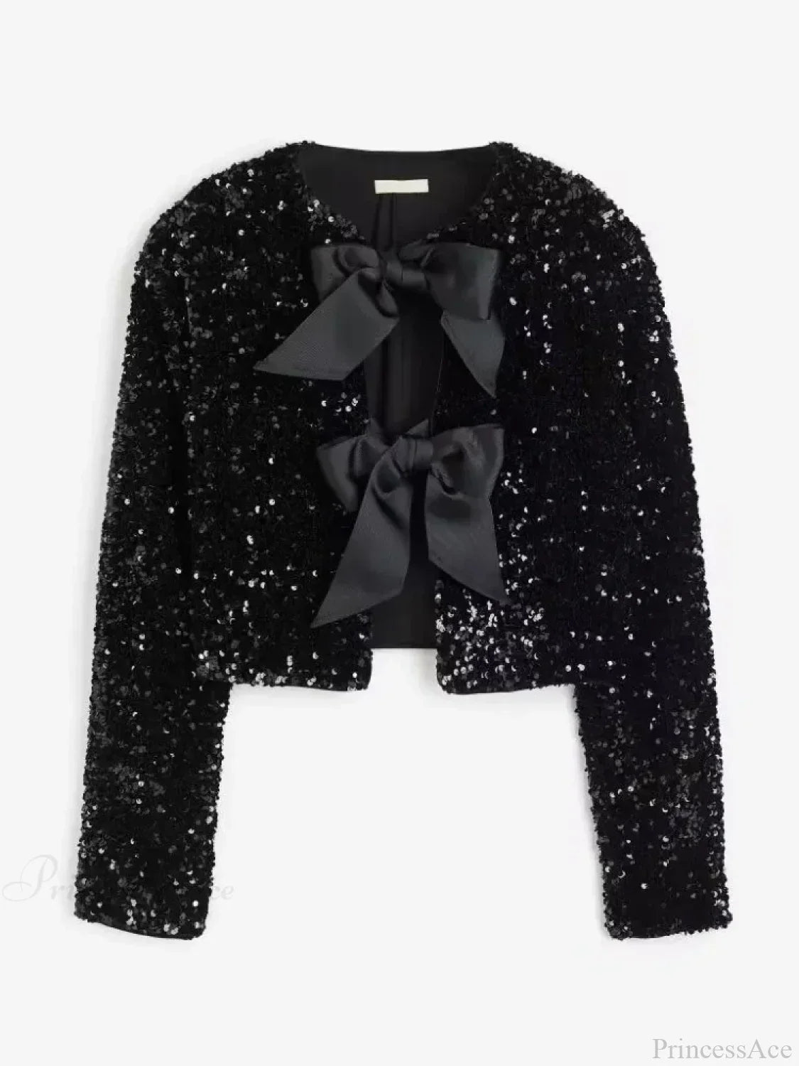 Sequin Bow Lace-Up Short Coat