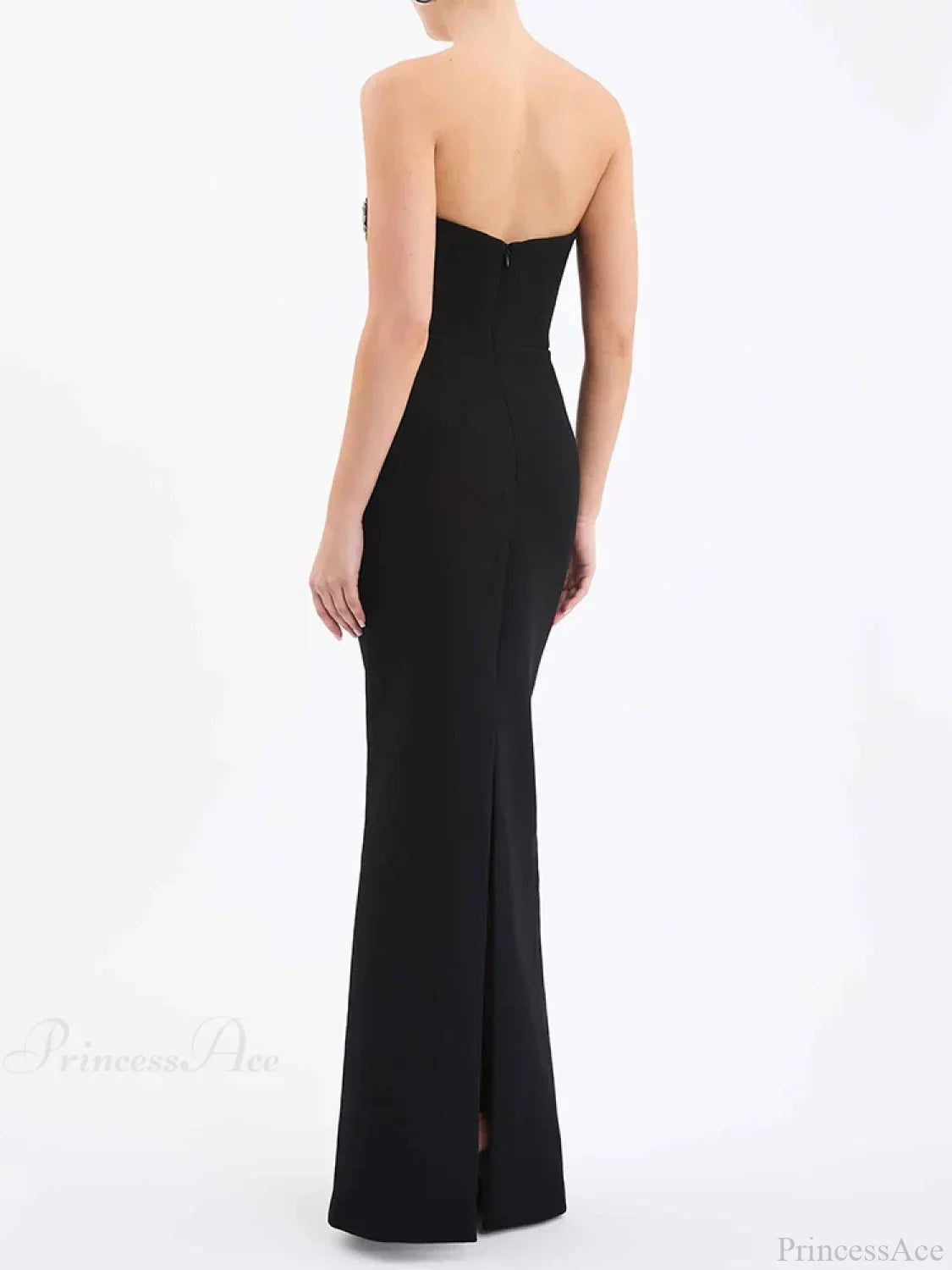Sexy Strapless V Neck Lace Sequin Design Black Velvet Christmas Party Dress