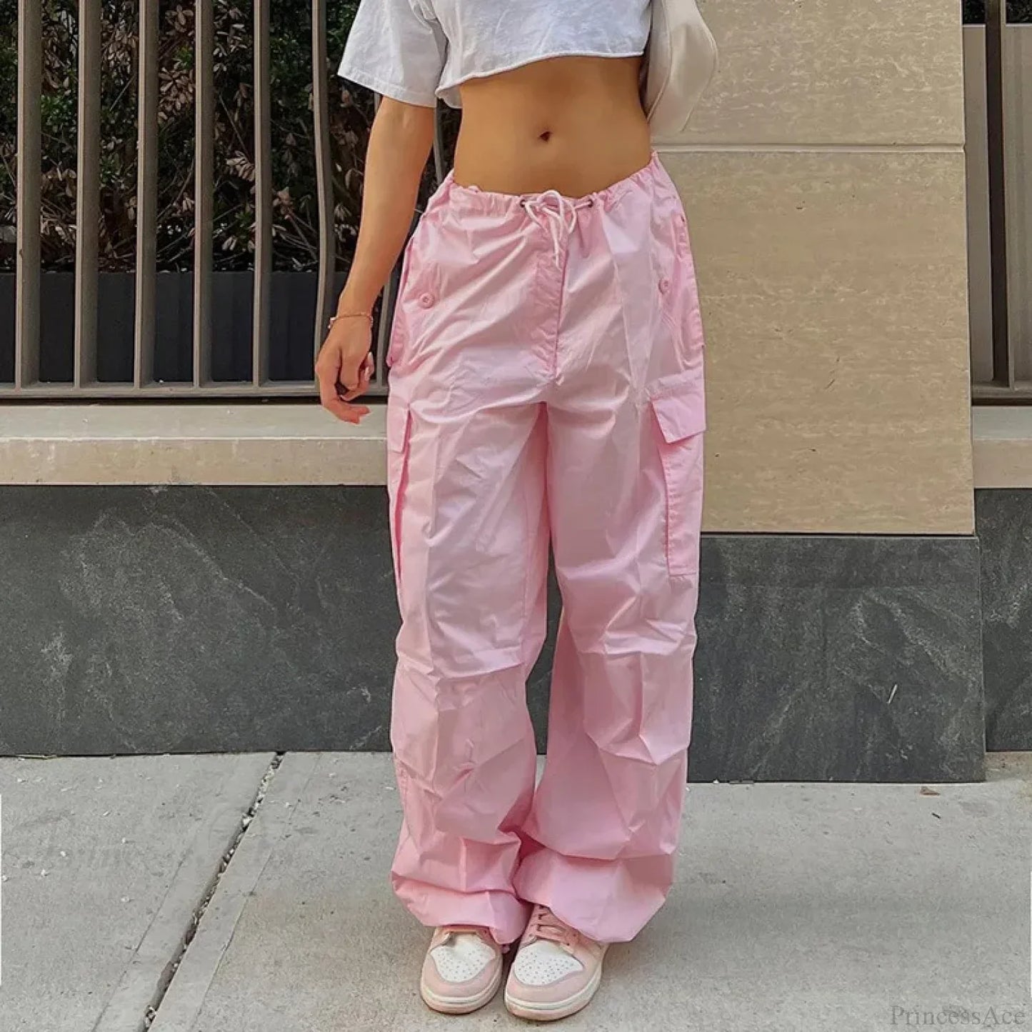 Solid Cargo Streetwear Slim Drawstring Pant