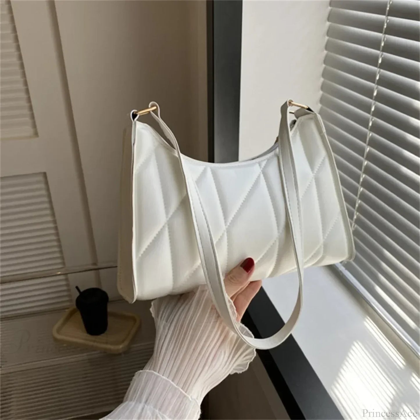 Solid Color PU Leather Underarm Crossbody