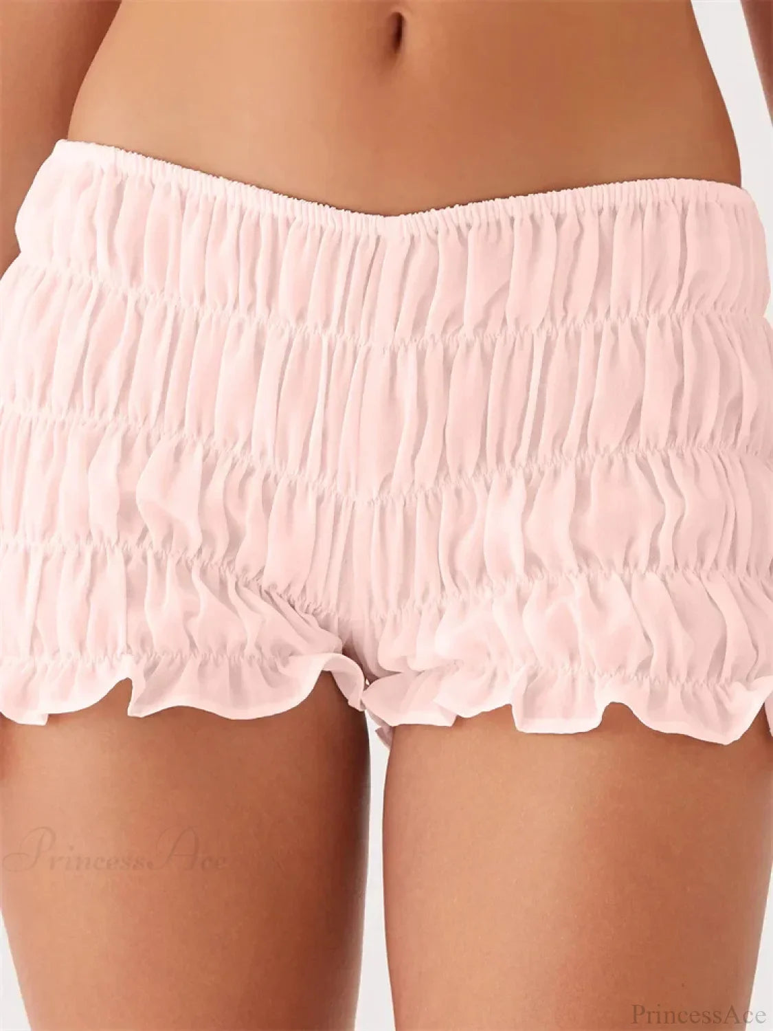 Solid Plaid Ruched Slim Short