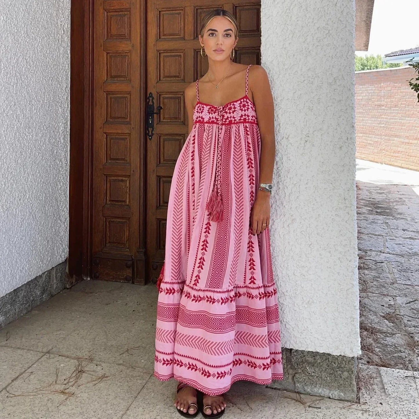 Spliced Crochet Strap Boho Dress