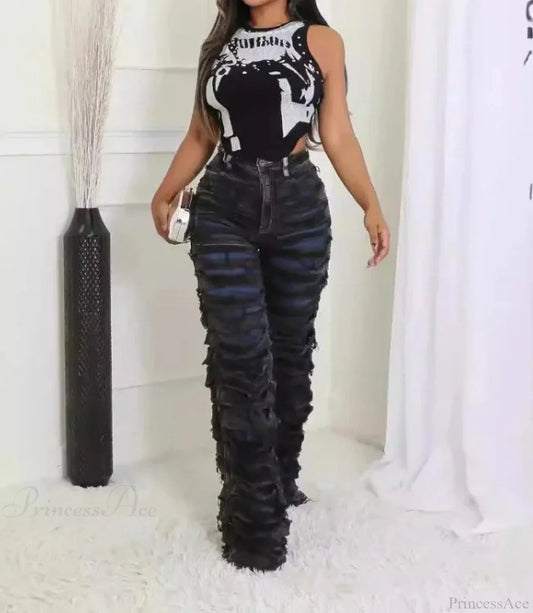 Striped Medieval High Waist Zipper Pant