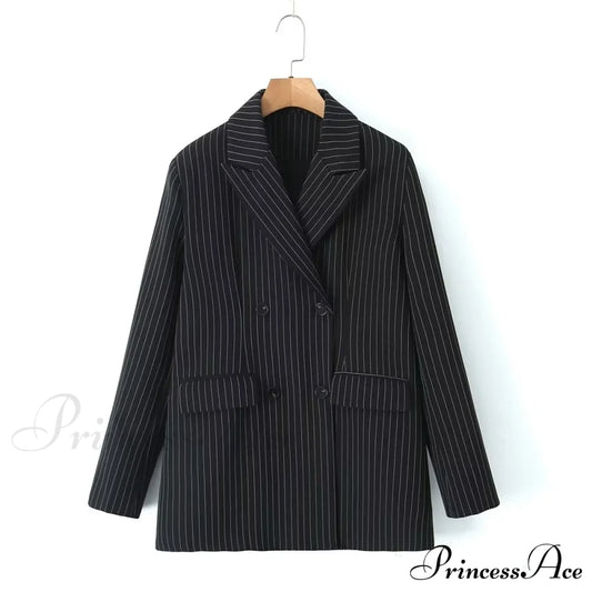 Striped Print High Waist Flare Pants Elegant Office Suit