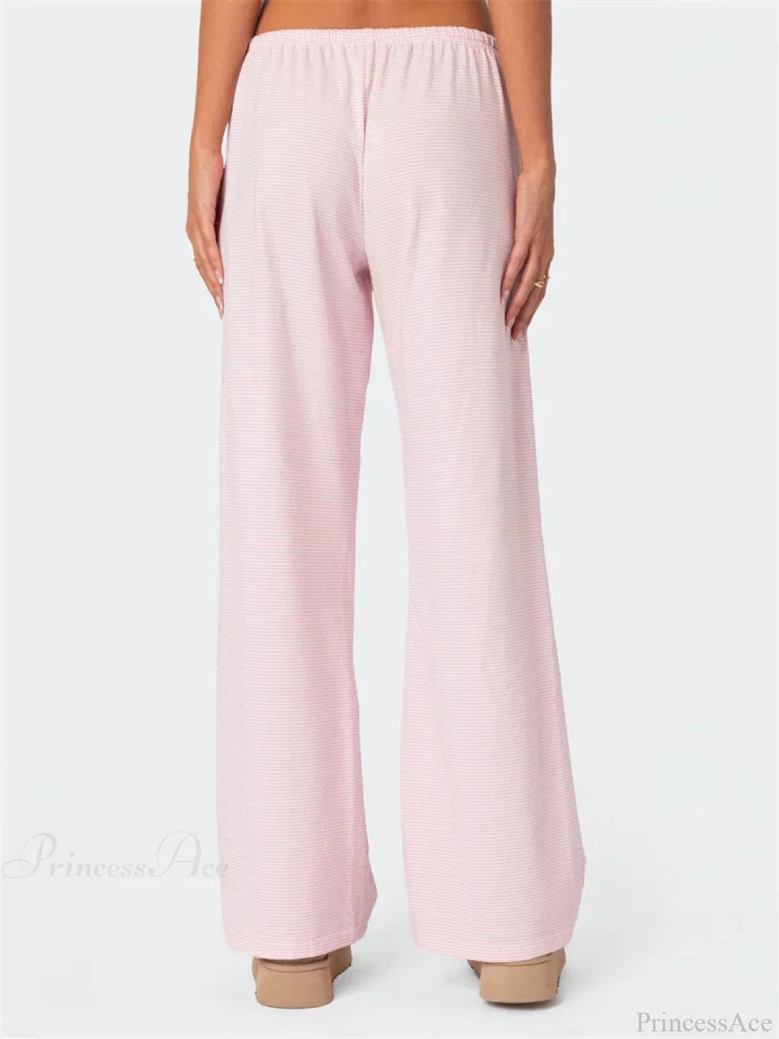 Striped Tie-Up Elastic Waist Loose Casual Pant