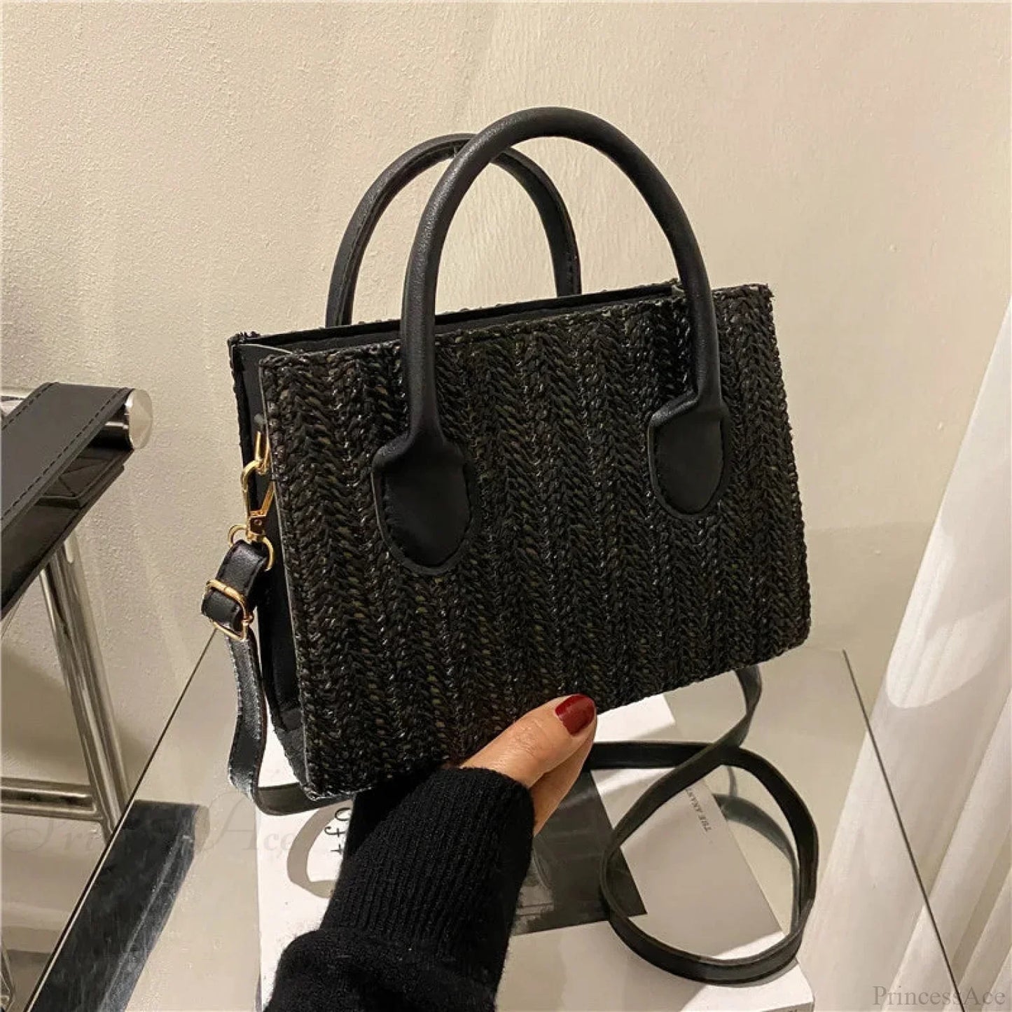 Summer Fresh Flower Woven Crossbody Handbag