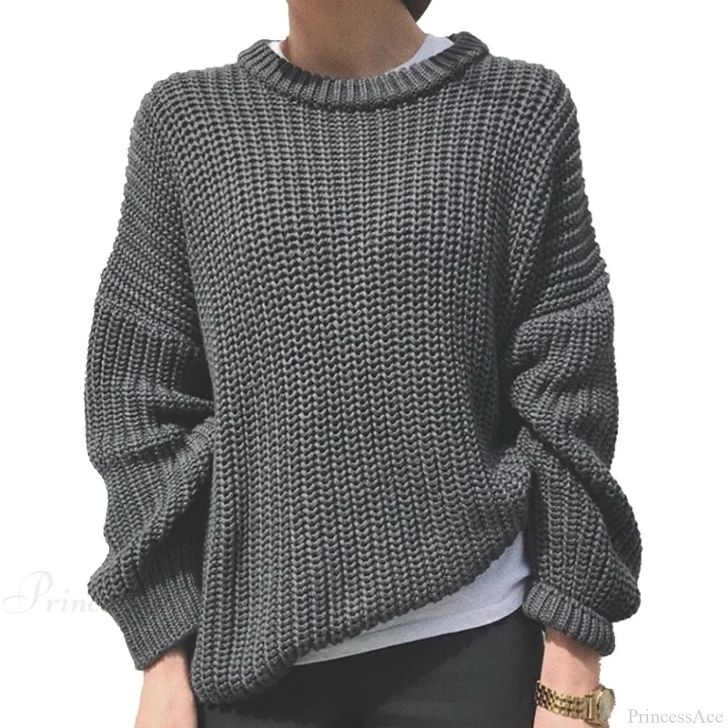 Three - Quarter Sleeve Elegant Khaki Sweater