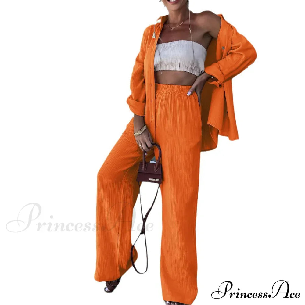 Turn-Down Collar Long Sleeve Suit