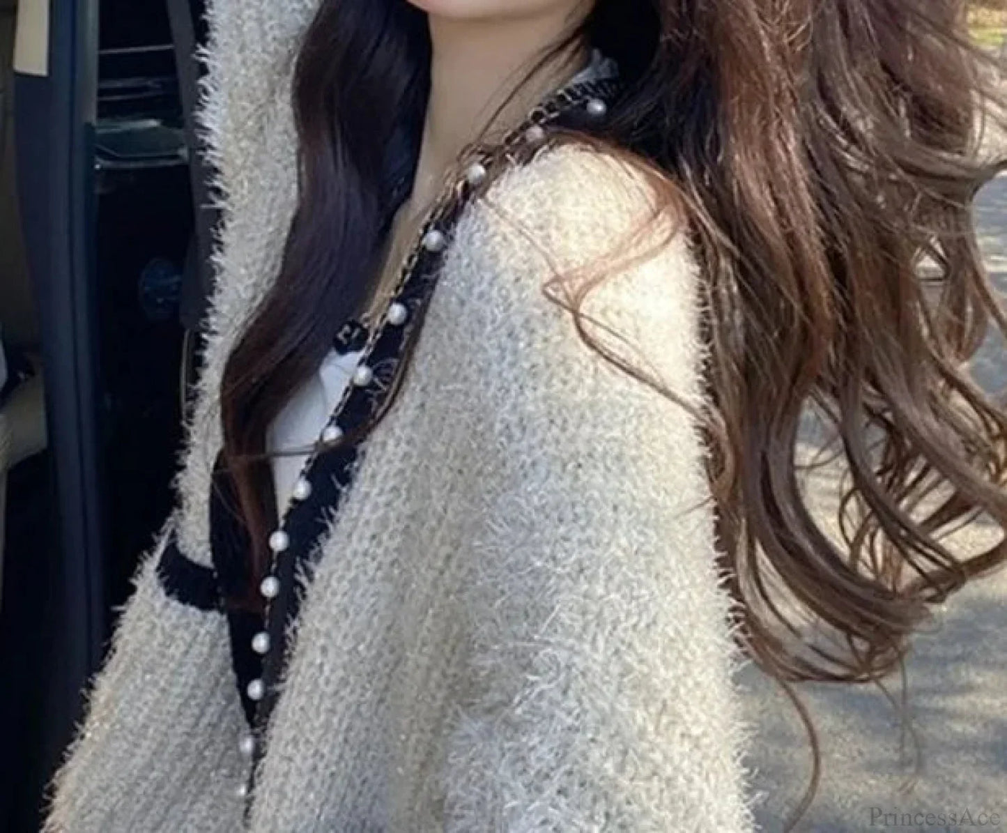 V-neck Fleece Thick Knitting Cardigan