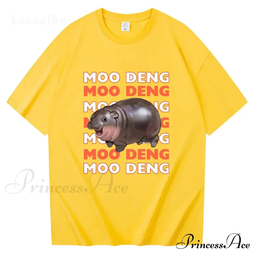 Vintage Streetwear Funny Meme Baby Hippo Unisex Cotton Graphic Men Women T-Shirts Clothing Moo Deng