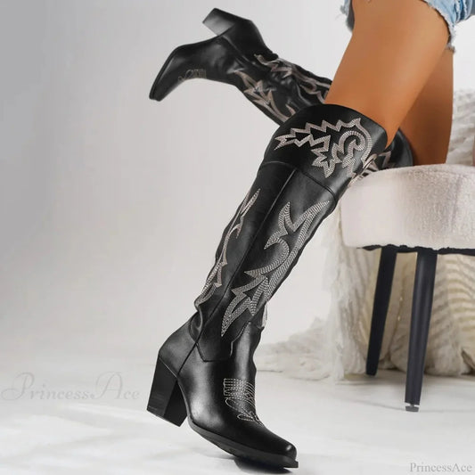 Western Tall Side Zipper Gothic Boot