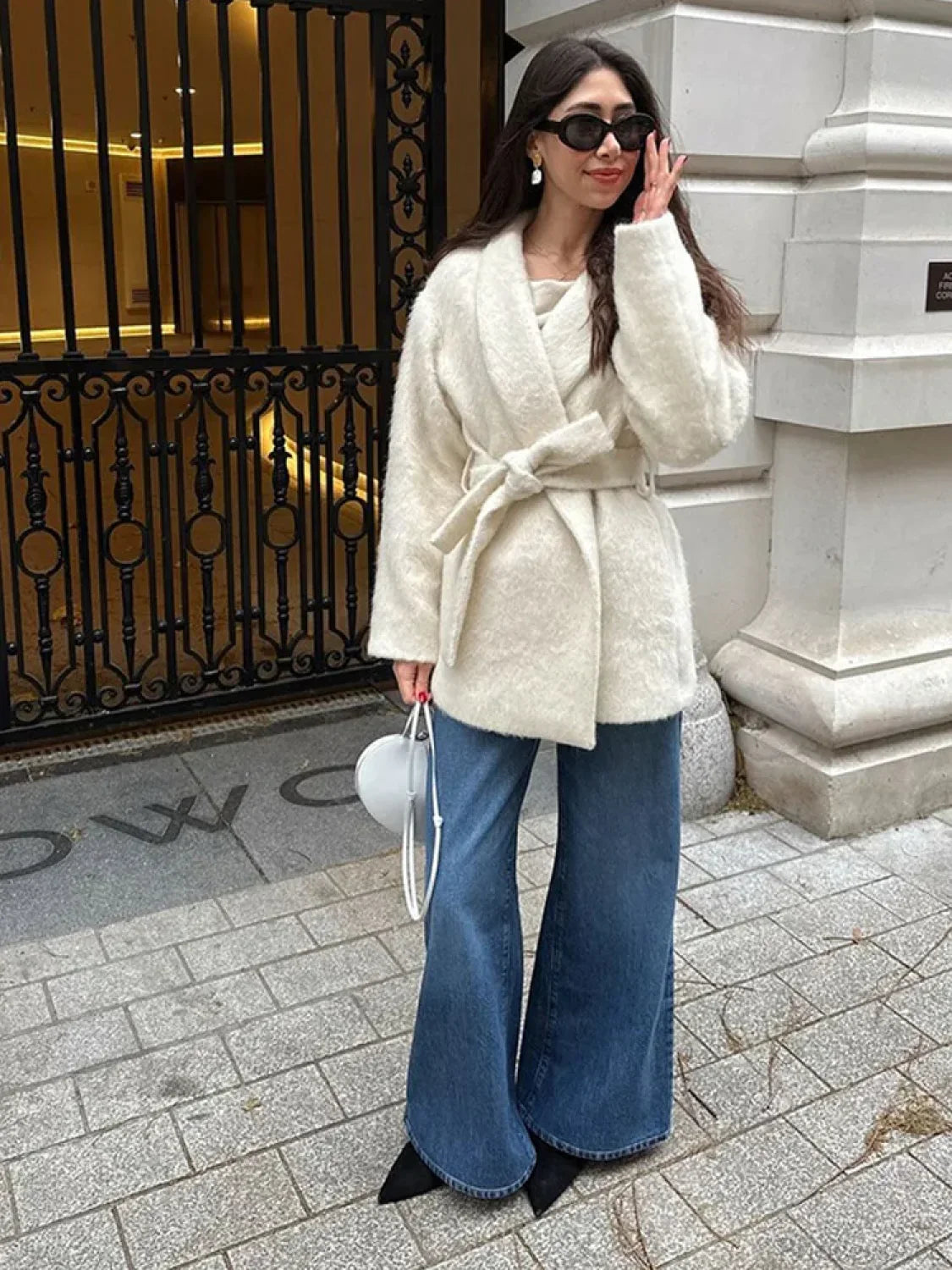 White Woolen Blends Short Coat