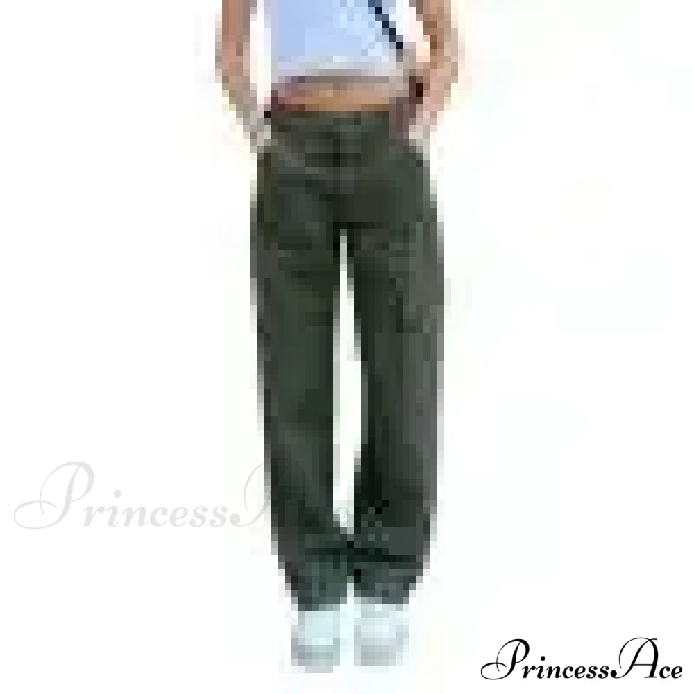Women Denim Army Green Black Brown Solid Color Casual Fashion Chic Female Cool Girls Streetwear Jeans