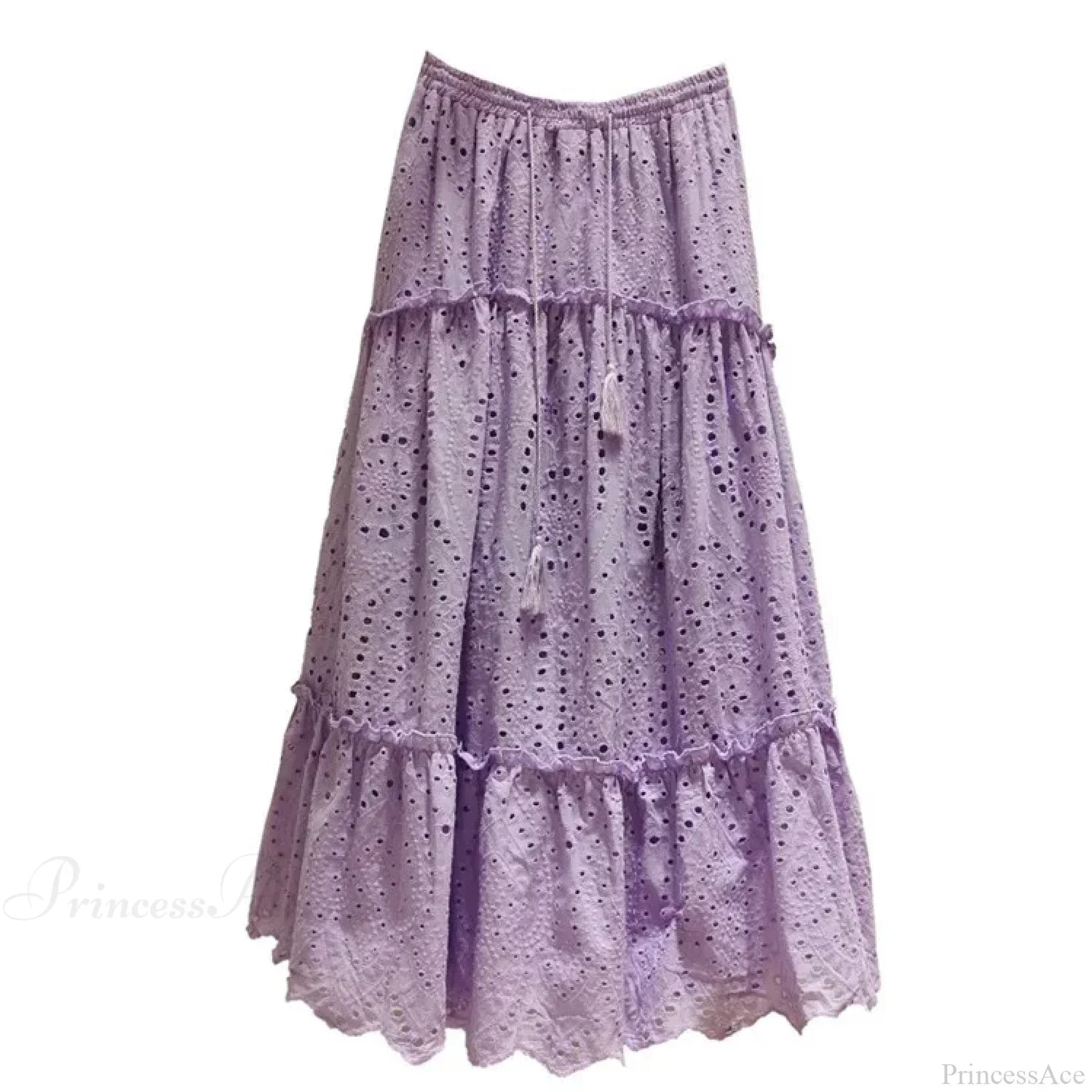 Women's Summer Cotton Full Lace Midi Skirt A-line Boho Vacation
