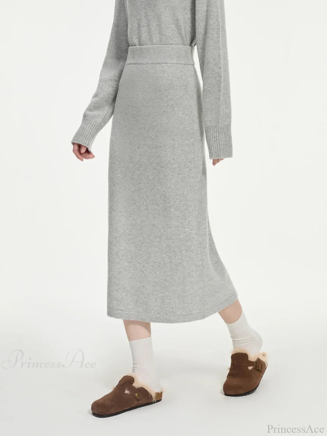 Wool Gray Turtleneck Sweater Skirt Sweater