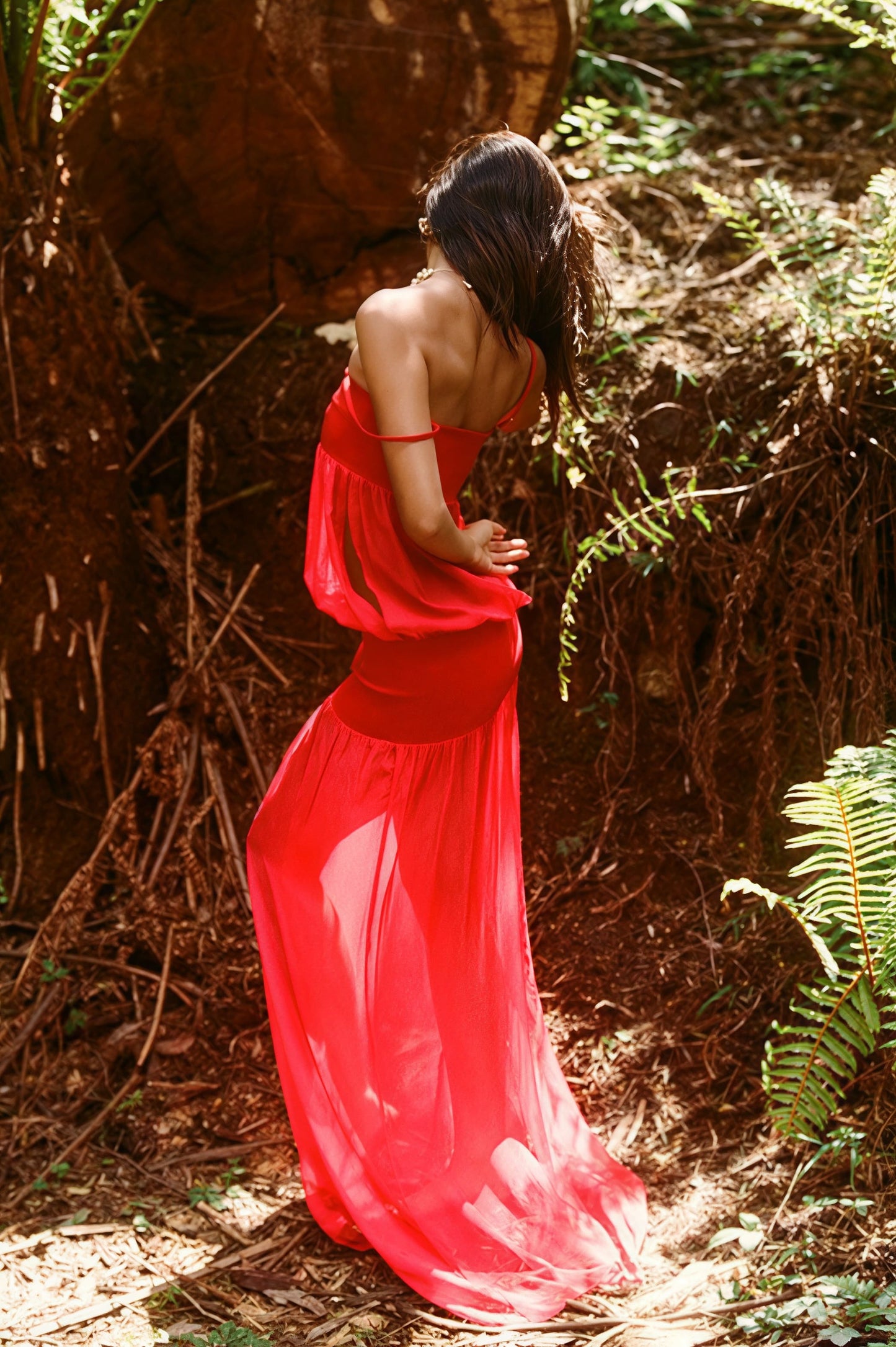 Vestido maxi cami patchwork transparente y liso sexy