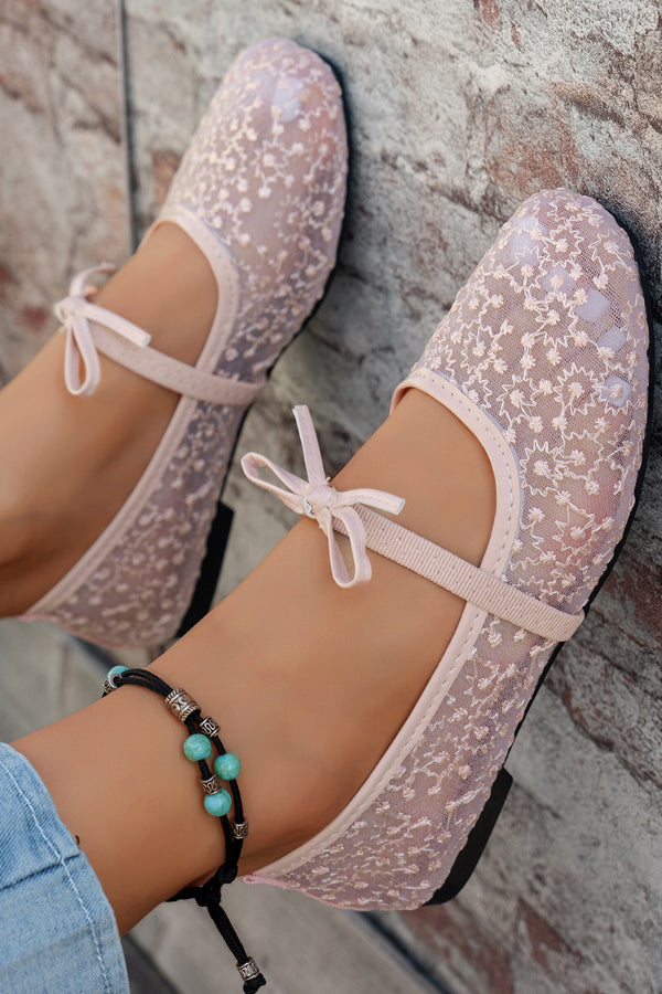 Fashionable Embroidered Square-toe Flat Casual Shoes