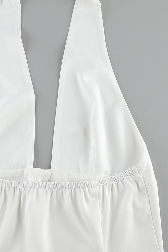 Top halter escotado liso con botones, sexy