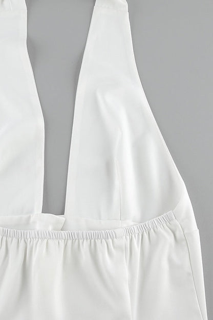 Top halter escotado liso con botones, sexy