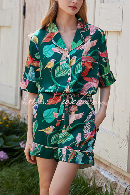 Parrot Print Home Shorts Two-piece Set