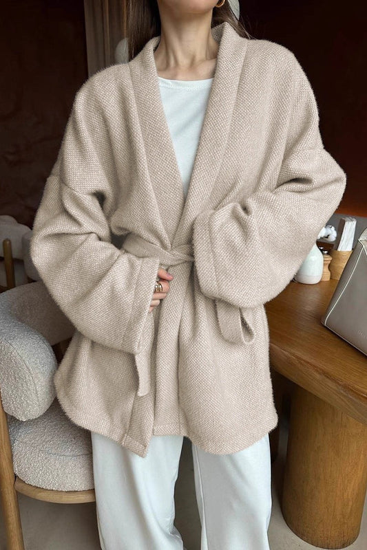 Vintage Tie-Waist Wool Blend Midi Coat