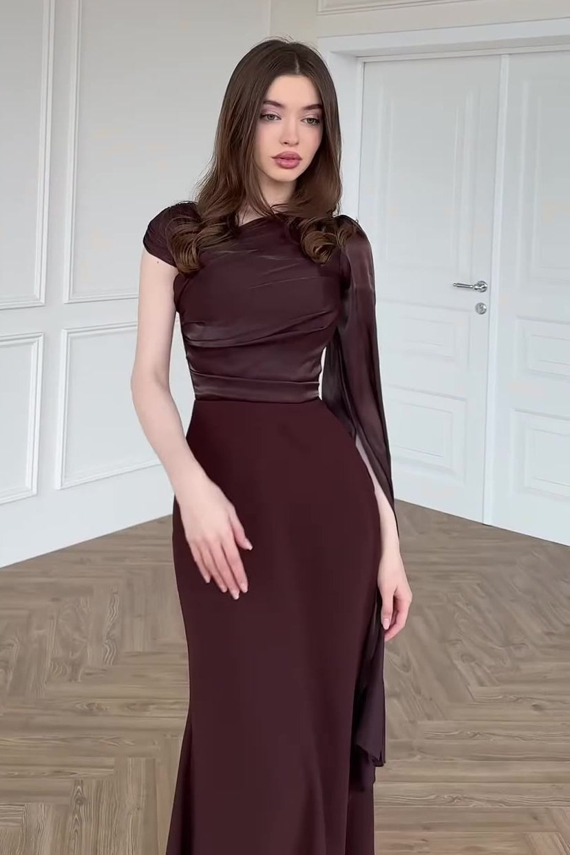 Vestido de fiesta de chifón con un solo hombro