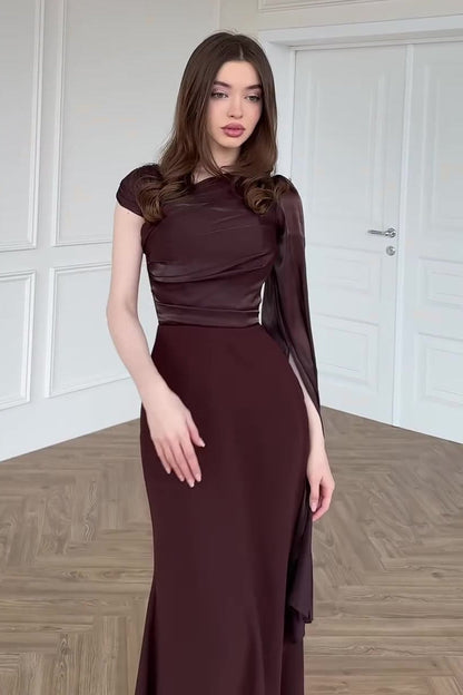 Vestido de fiesta de chifón con un solo hombro