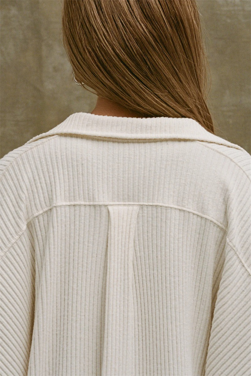 Sexy V Neck Knit Collar Blouse