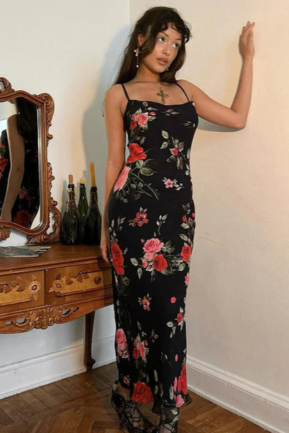Vintage Floral Bodycon Party Dress