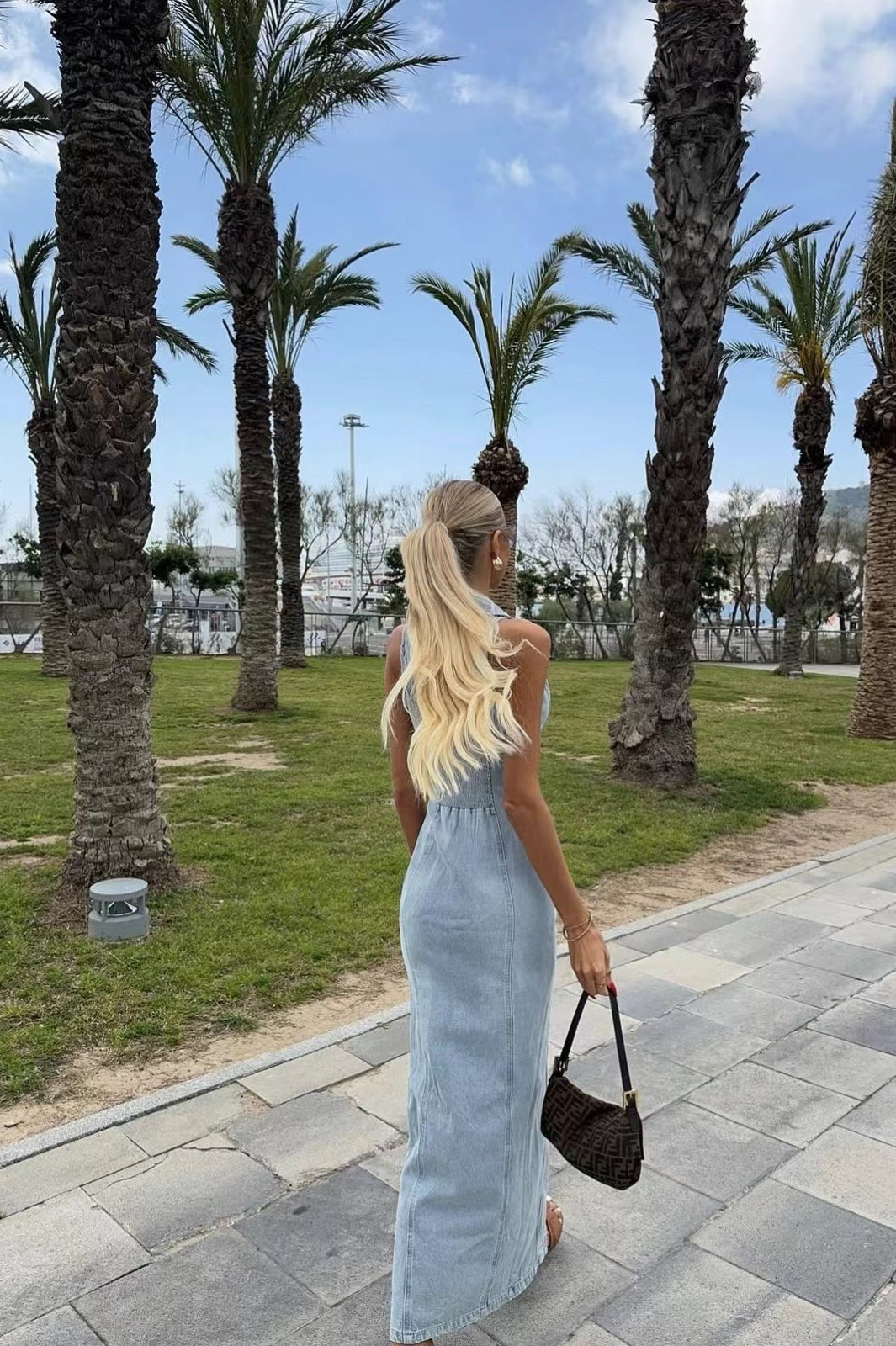 Slim Fit Button-Up Denim Dress