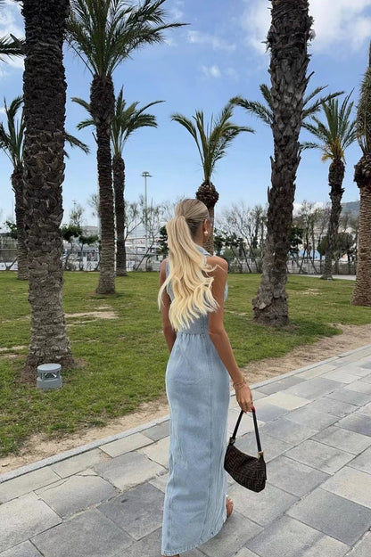 Slim Fit Button-Up Denim Dress