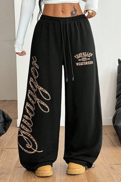 Pantalones Anchos Casuales con Estampado Gráfico de Hip Hop