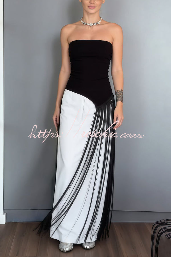 Stylish Sleeveless Off-shoulder Slim-fit Long Tassel Top