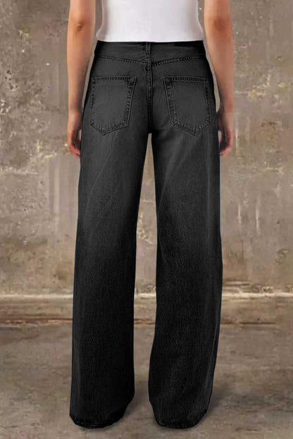 Stylish Casual Pocket Loose Straight Leg Jeans