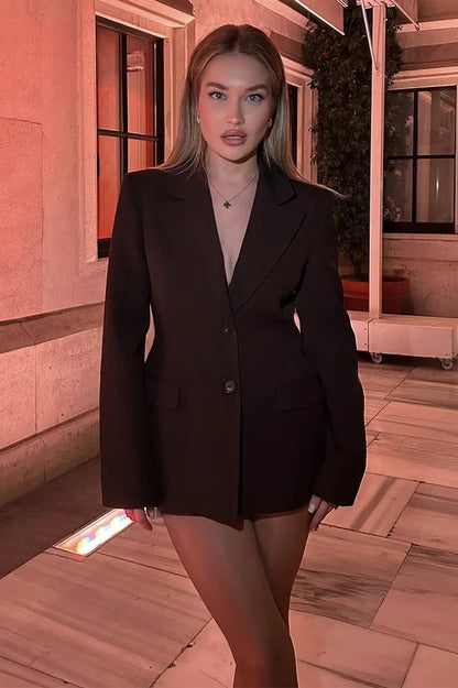 Elegant Chic Shrug Pocket Blazer