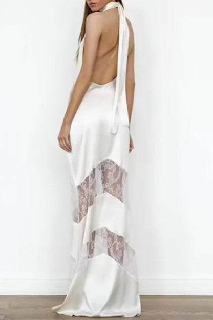 Elegant Cowl Neck Backless Reception Dress