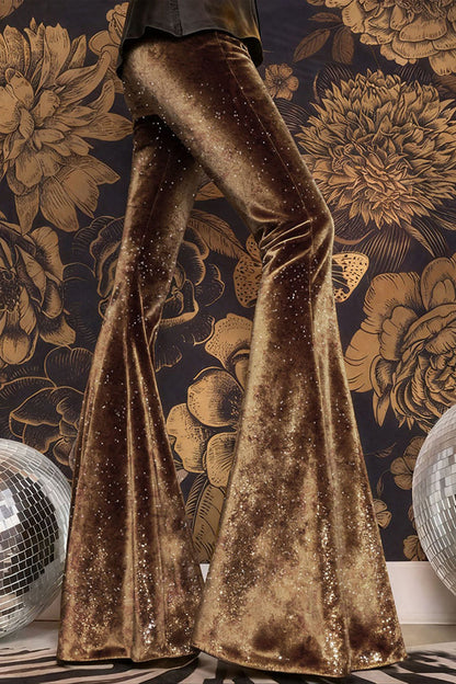 Stylish Velvet High-waisted Draped Casual Flared Pants