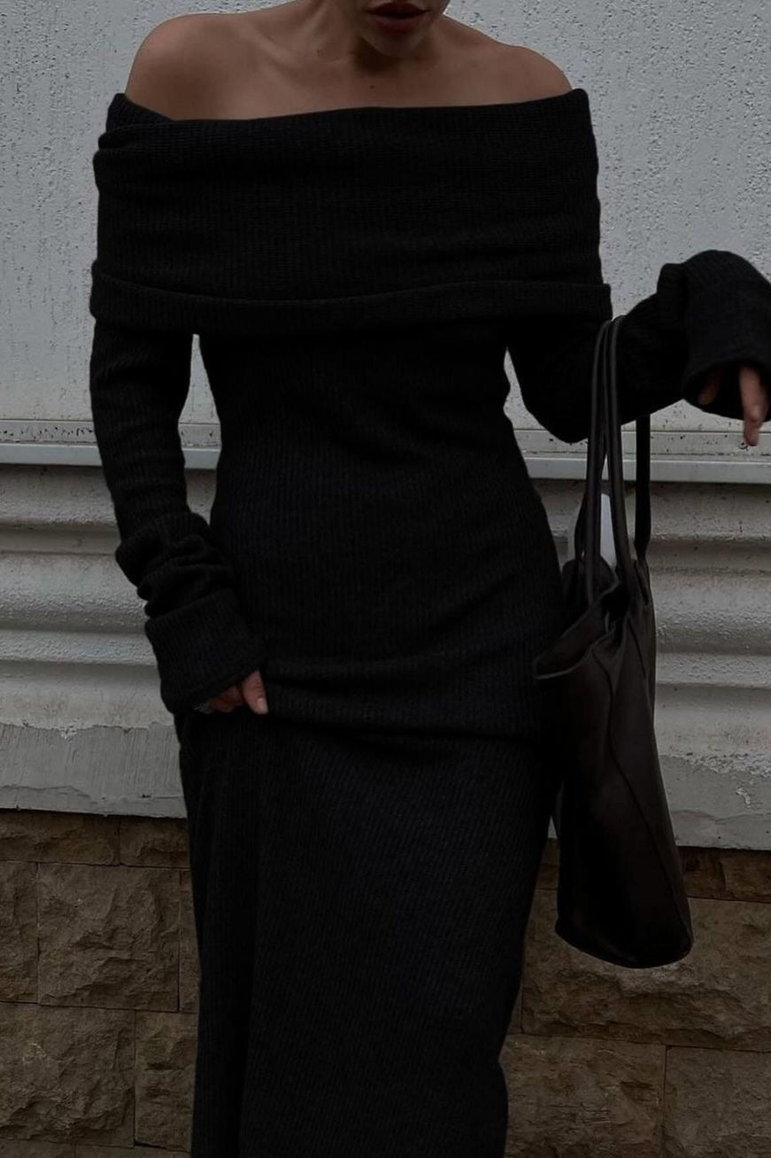Vestido de punto sin hombros