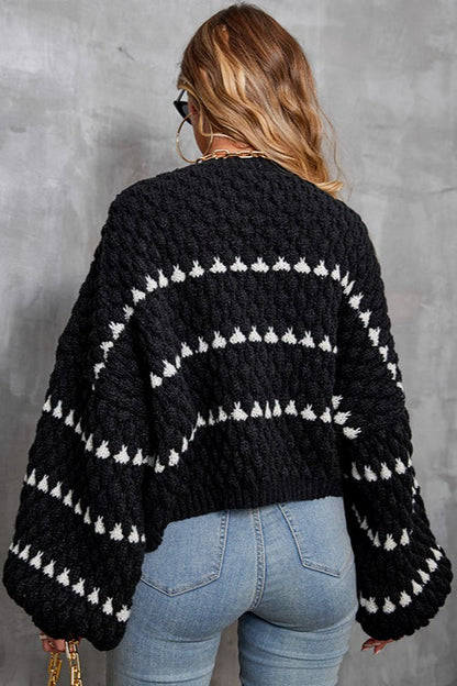 Vintage Striped Round Neck Knit  Sweater