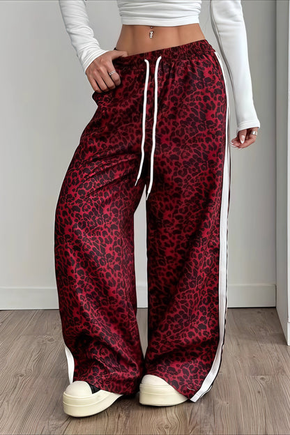 Pantalones Casuales Empalmados con Estampado de Leopardo