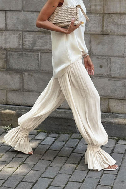 Pantalones casuales estructurados tobilleros chic abullonados