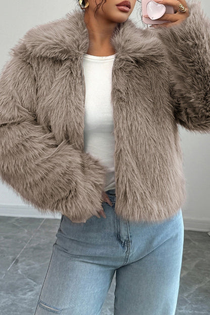 Plush Long Sleeve Elegant Maxi Coat