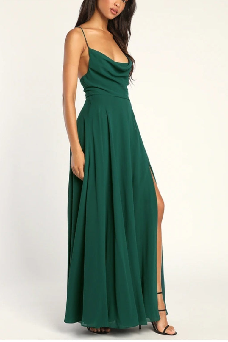 Vestido largo de fiesta halter sin espalda sexy