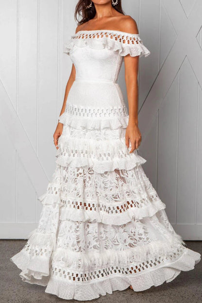 Vestido bohemio elegante con volantes de un solo hombro